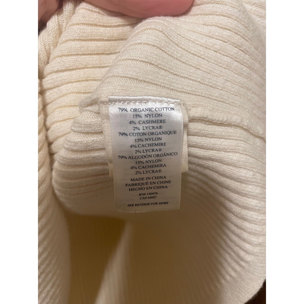 Faherty Cream Ribbed Organic Cotton Cashmere Blend Button Front Cardigan Size M - Picture 4 of 4